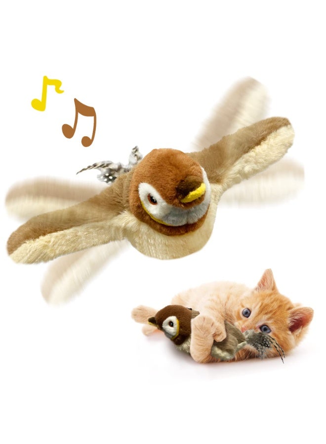 Interactive Cat Toy with Realistic Bird Sound Effects, Plush Feather Prey for Indoor Cats